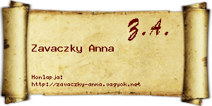 Zavaczky Anna névjegykártya